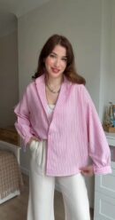 قمصان بوبلين بأكمام طويلة وياقة